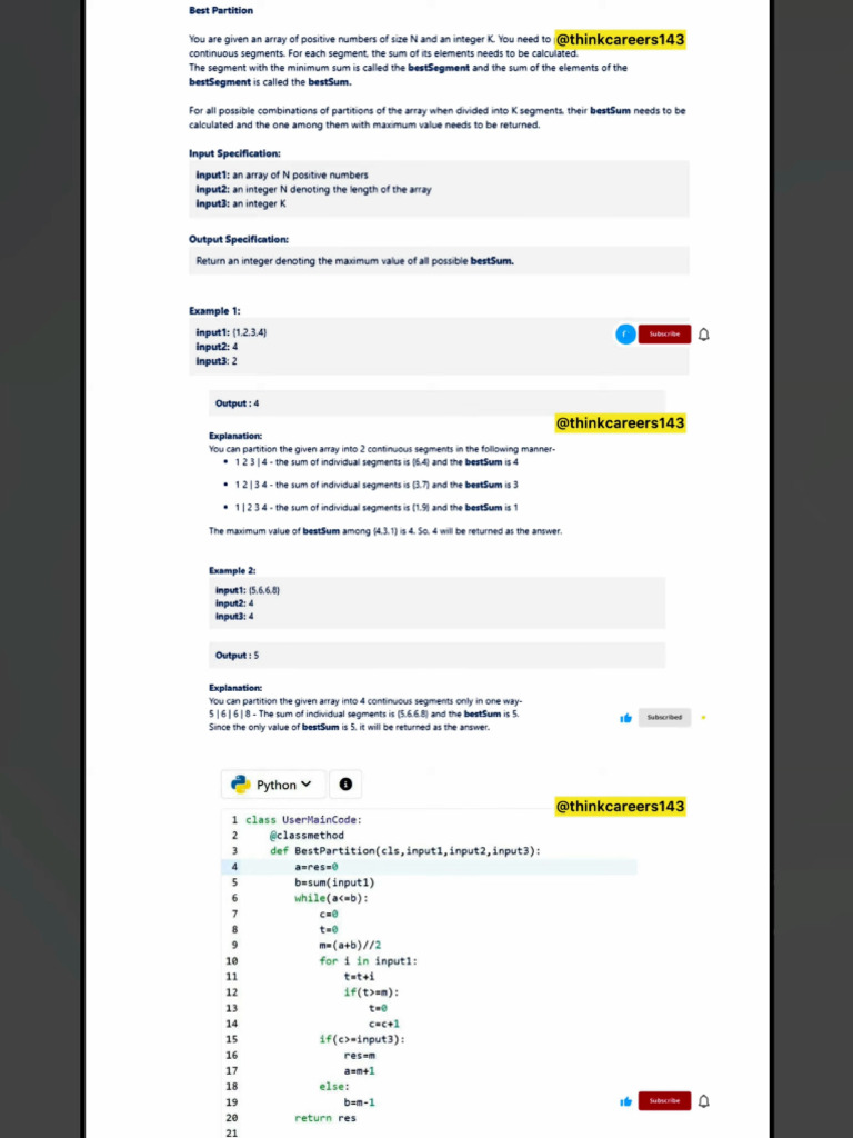 Best Partition | PDF | Computer Programming