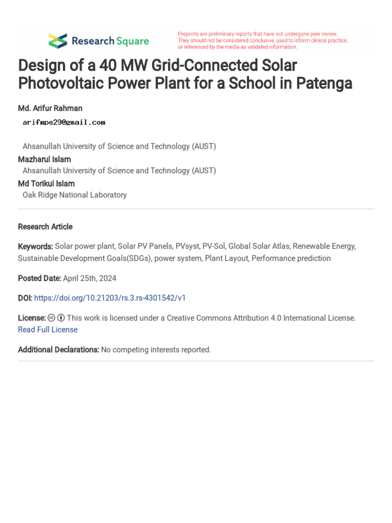 40 MW Solar PV Plant Design for Patenga | PDF | Photovoltaics | Solar Power