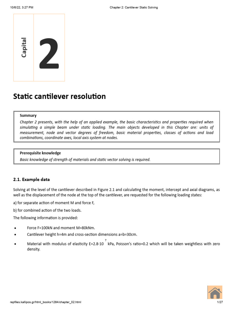 Cantilever Beam Static Analysis Guide | PDF | Young's Modulus ...