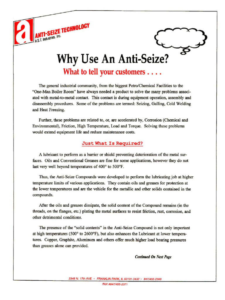 Why Use An Antiseize | PDF