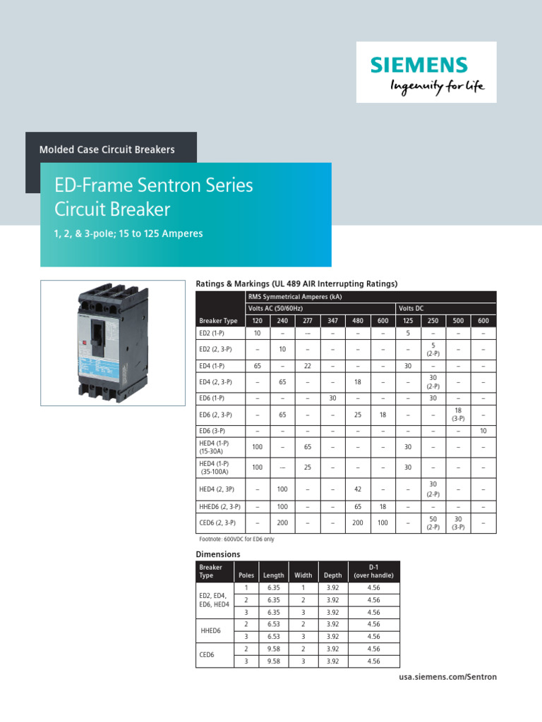 Siemens Molded Case Circuit Breakers | PDF | Switch | Electrical Wiring