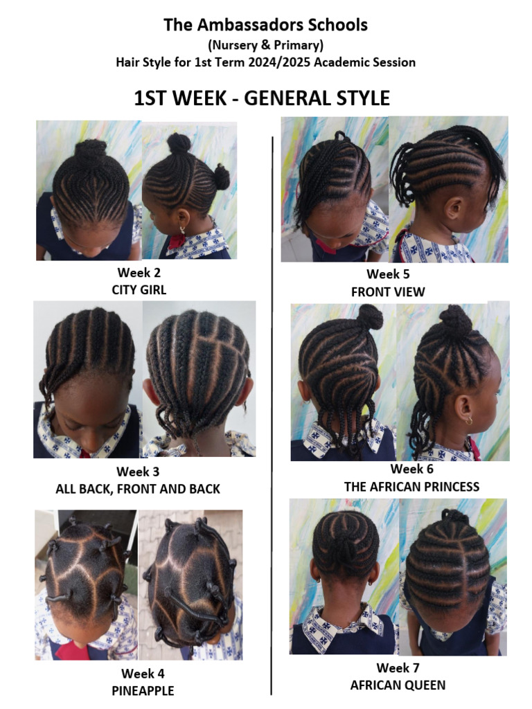 Hair Style For 1st Term 202425 - 033425 | PDF