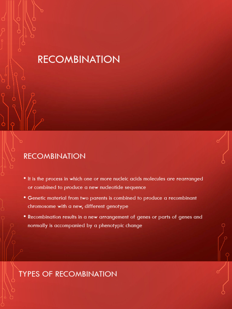 Types and Mechanisms of Recombination | PDF | Plasmid | Genetic ...