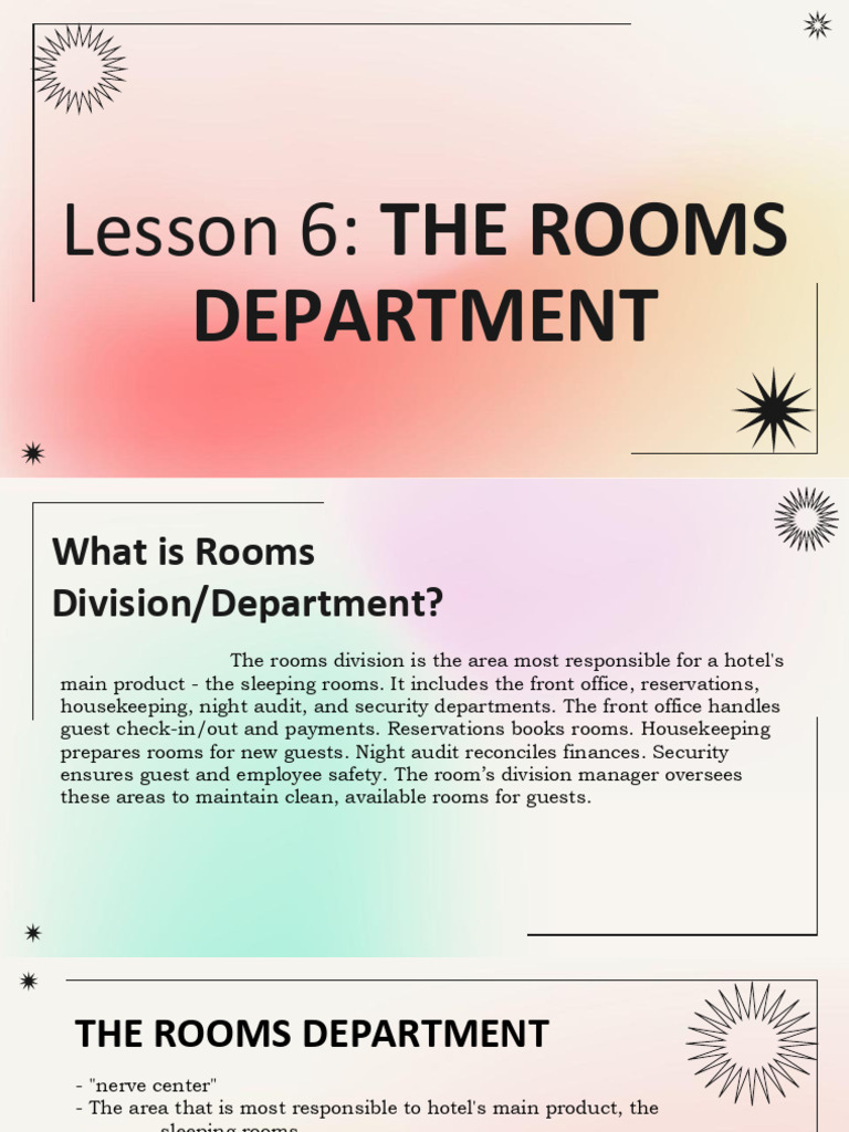 Lesson 6 The Rooms Department | PDF | Hotel | Housekeeping