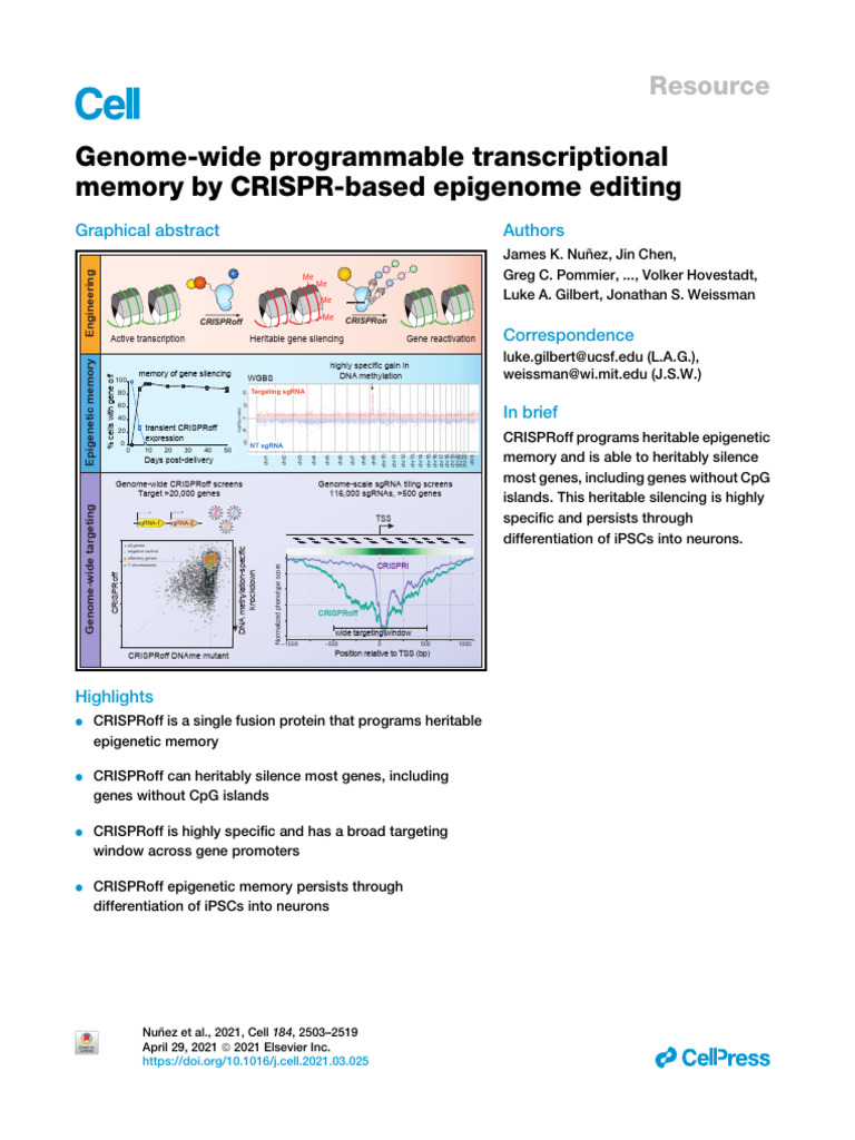 Genome-Wide Programmable Transcriptional Memory by CRISPR-based ...
