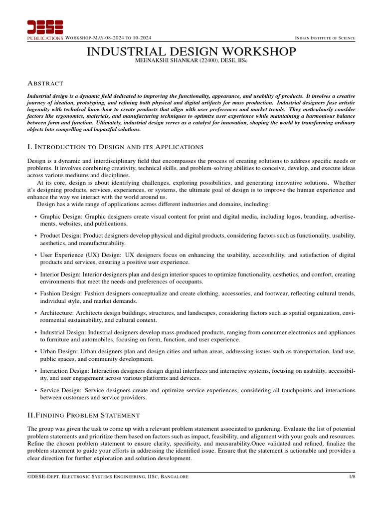 Industrial Design Workshop Overview | PDF | Brainstorming | Usability