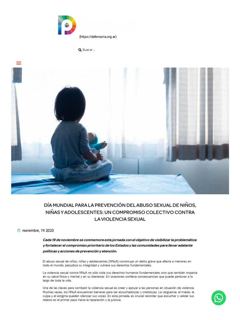 Día Mundial para La Prevención Del Abuso Sexual de Niños, Niñas Y ...