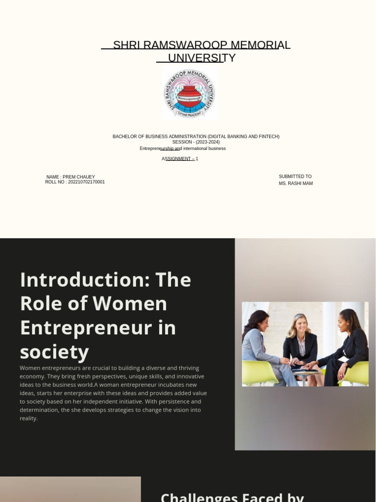 Role of Women Entrepreneur in Society | PDF | Entrepreneurship | Mentorship