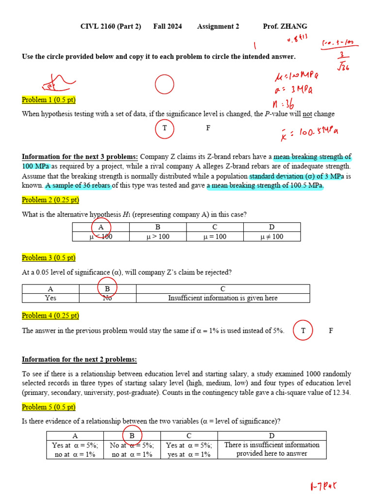 2024 Assignment+2 HT | PDF | Statistical Significance | P Value