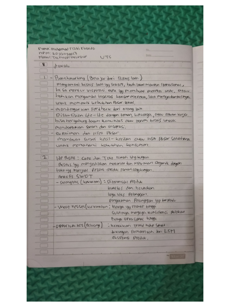 Technipereneurship - UTS - Muhanad Rizki Rivaldo | PDF