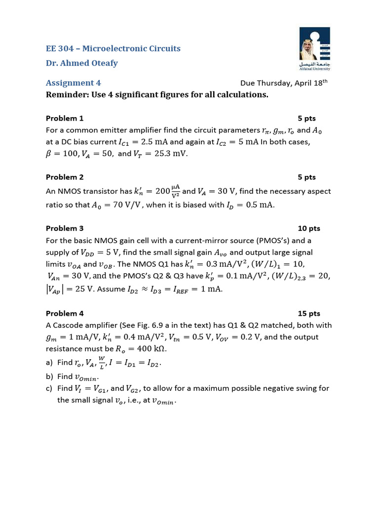 EE304 Assign 4 | PDF