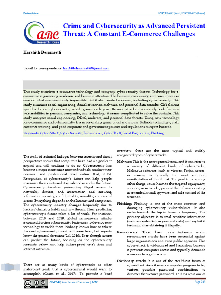 Cybersecurity Challenges in E-Commerce | PDF | Security | Computer Security