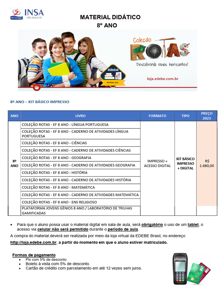 Kit Didático 8º Ano - Coleção Rotas | PDF