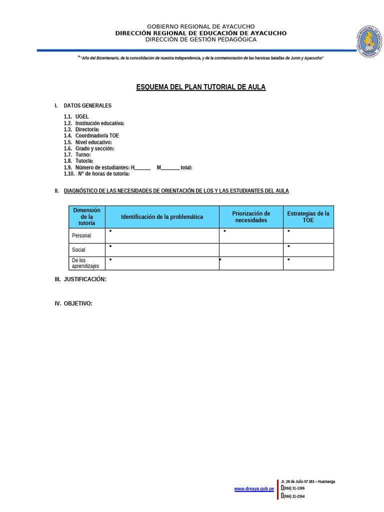 Esquema del Plan Tutorial de Aula | PDF | Aprendizaje | Modificación de ...