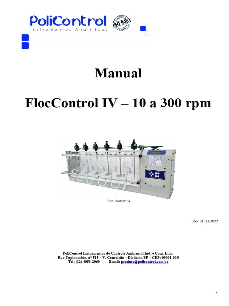 Manual do FlocControl IV: Operação e Especificações | PDF ...