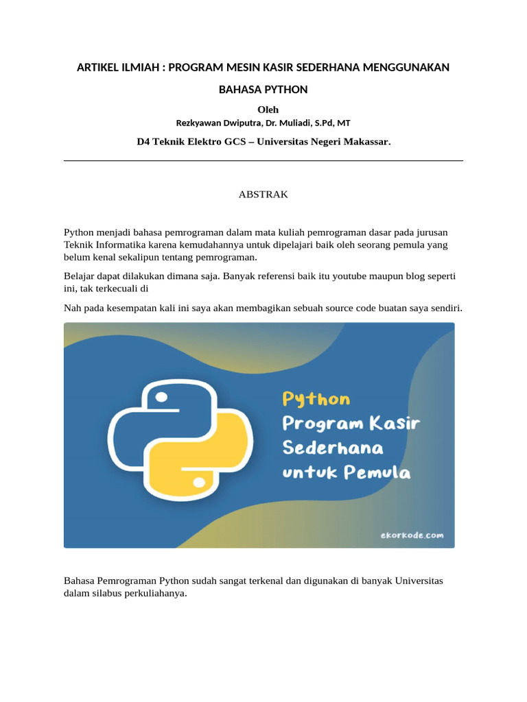 Program Kasir Sederhana dengan Python | PDF | Metode & Bahan Ajar