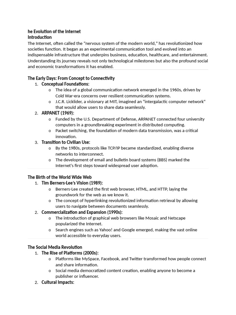 Our Evolution of The Internet Swati | PDF | Internet | World Wide Web
