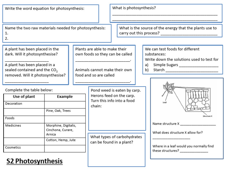 S2 Photo Revision Sheet Pdf Technology Engineering