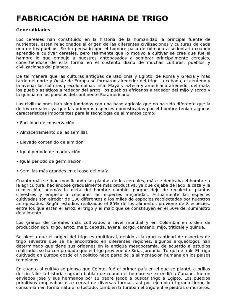 Elaboracion de La Harina de Trigo | PDF | Trigo | Cereales