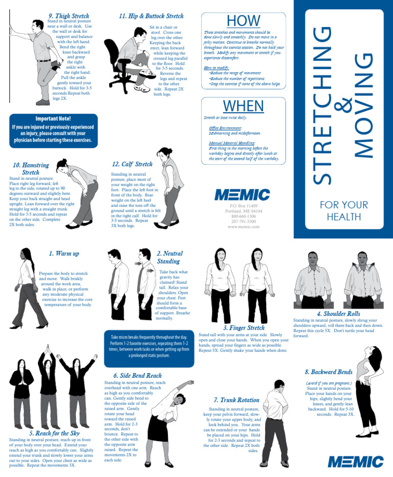Essential Stretches for Office Health | PDF | Hip | Foot