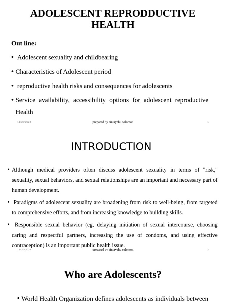 Adolescent Reproductive Health Insights | PDF | Sexually Transmitted ...