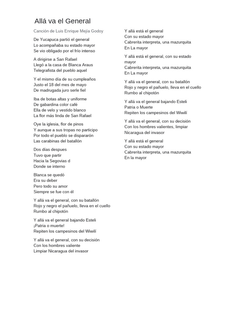 Alla Va El General Canto | PDF