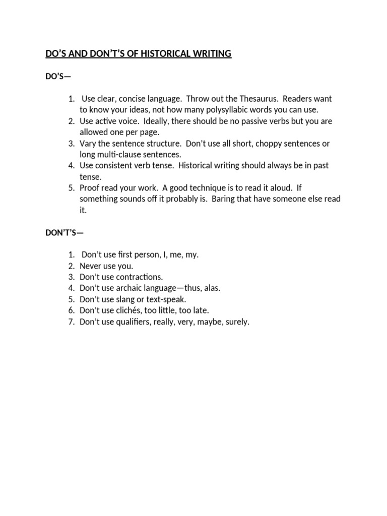 Do's and Don't's of Historical Writing | PDF