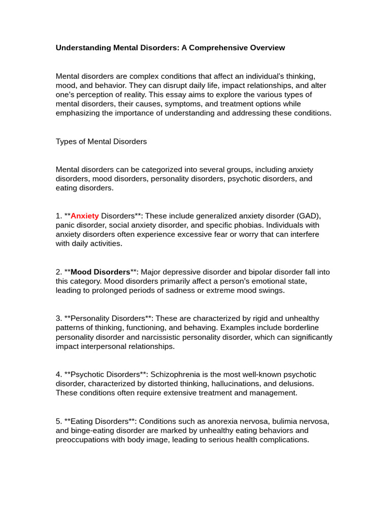 Comprehensive Guide to Mental Disorders | PDF | Mental Disorder | Anxiety