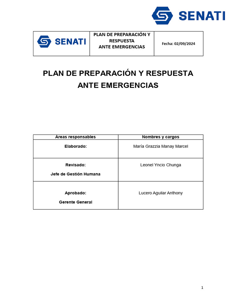 Plan de Evacuación y Emergencias SENATI | PDF | Seguridad y salud ...