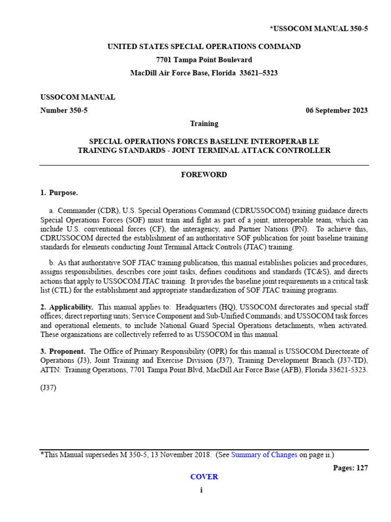 US SOCOM Training Standards | PDF | United States Special Operations ...