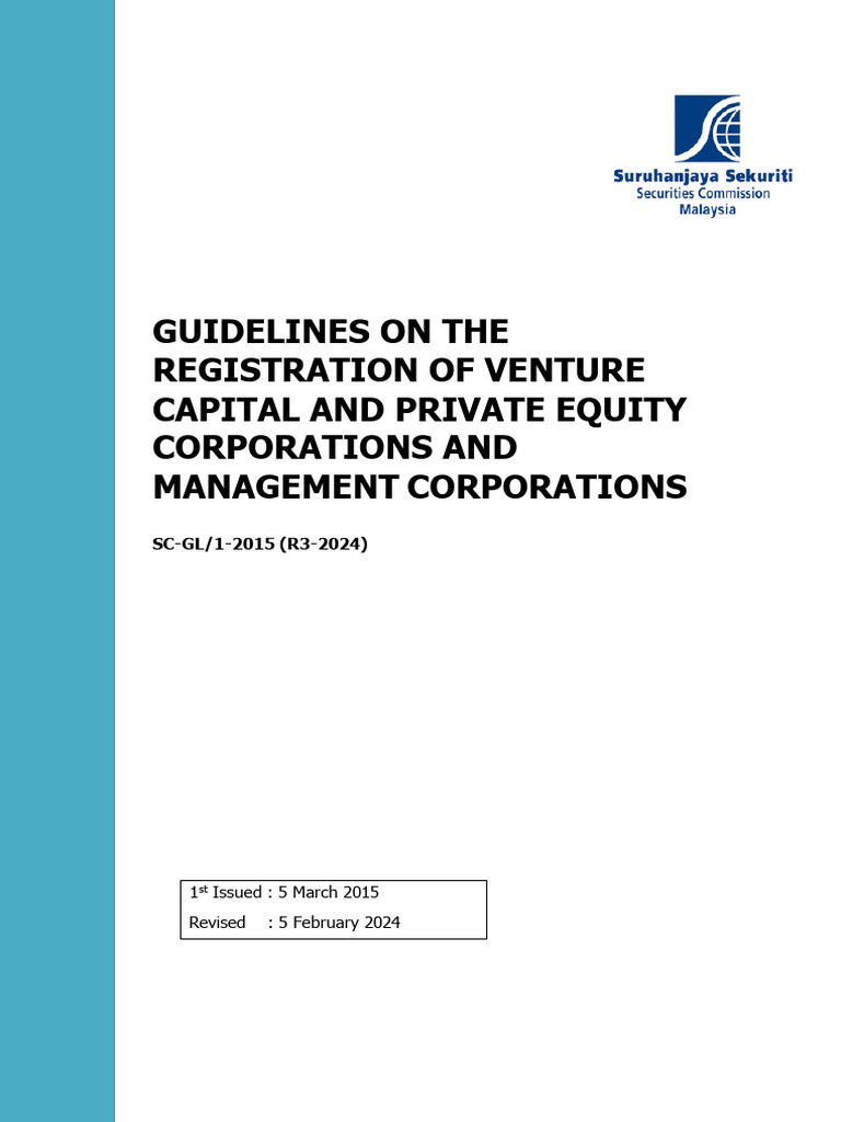 Guidelines On The Registration of Venture Capital and Private Equity ...