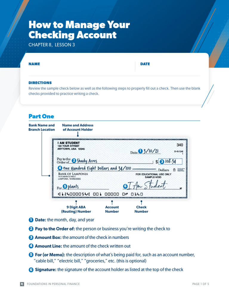 Student Check Writing Guide | PDF | Cheque | Transaction Account