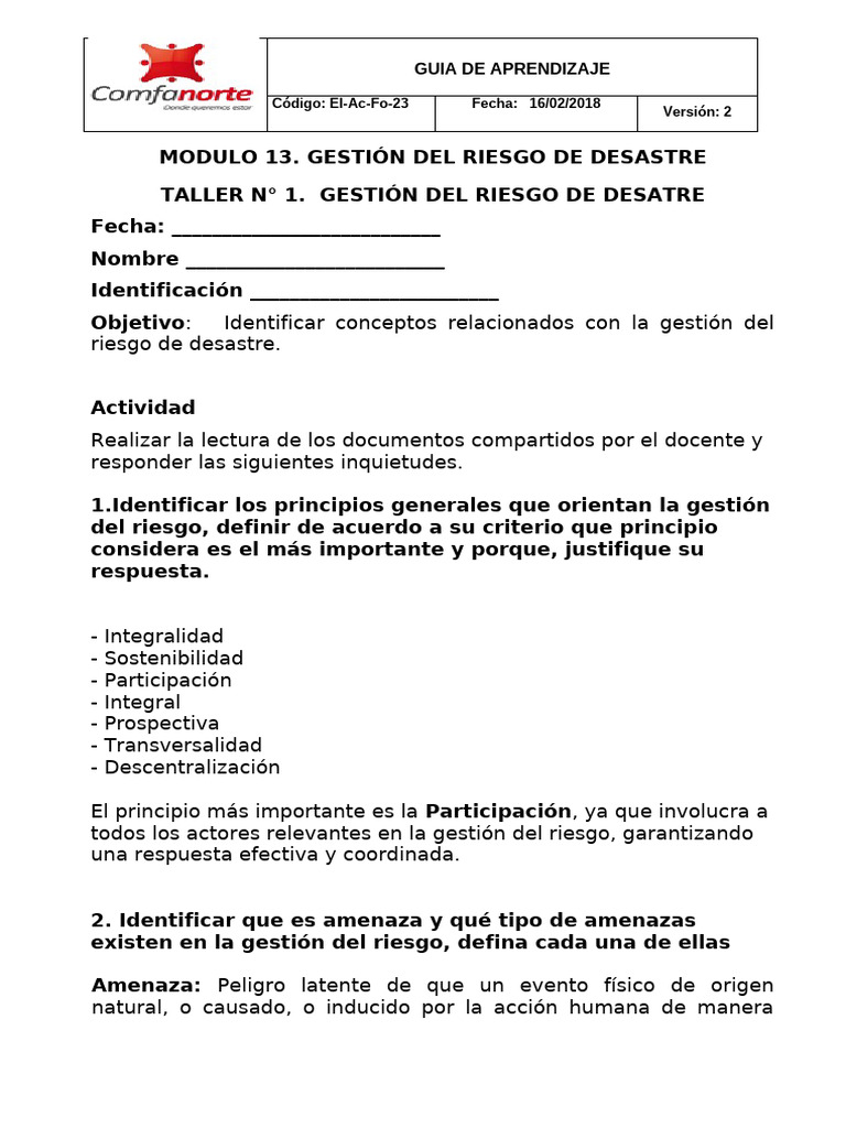 Gestión del Riesgo de Desastre: Guía Práctica | PDF | Riesgo ...