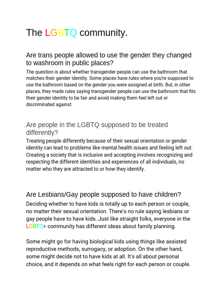 LGBTQ Rights: Bathrooms and Family Choices | PDF | Wellness