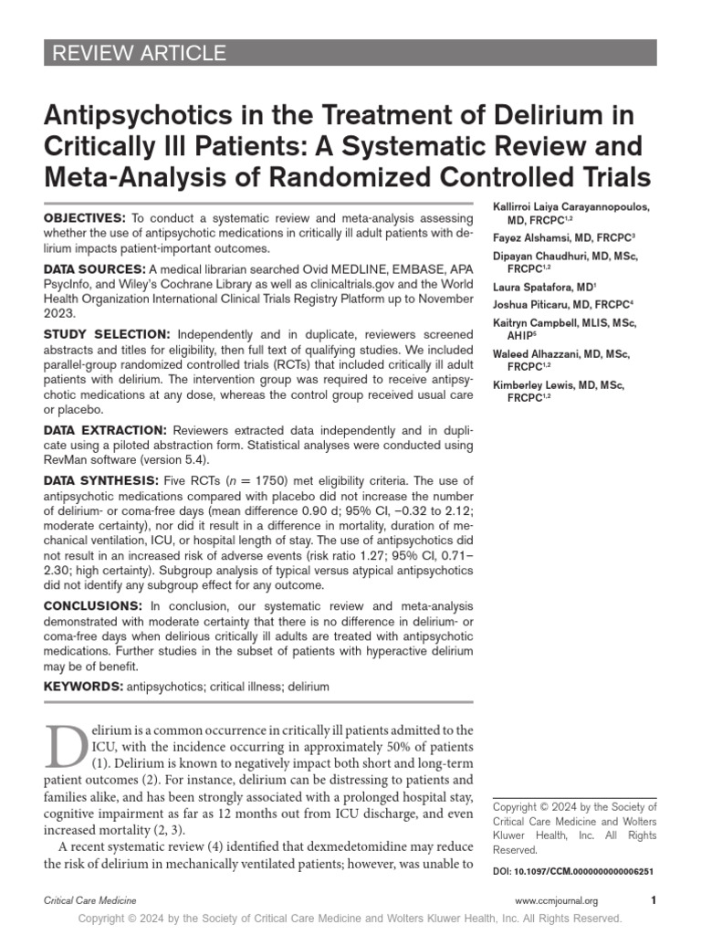 Antipsychotics in The Treatment of Delirium In304 240527 073443 | PDF ...