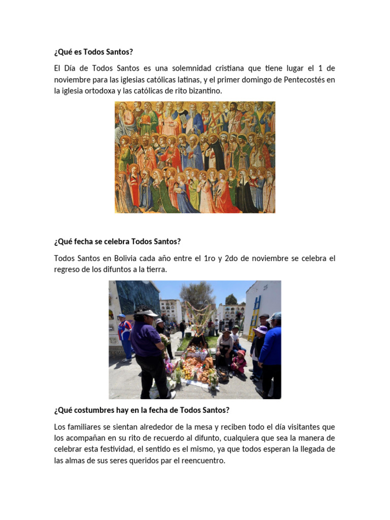 Significado y costumbres de Todos Santos | PDF