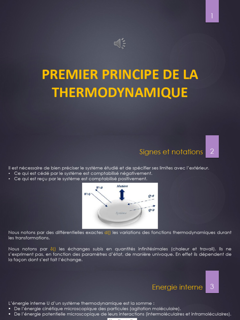 Premier principe de la thermodynamique | PDF | Chaleur | Capacité thermique