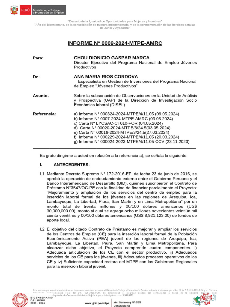 v2 Informe 009 Del L y C | PDF | Perú