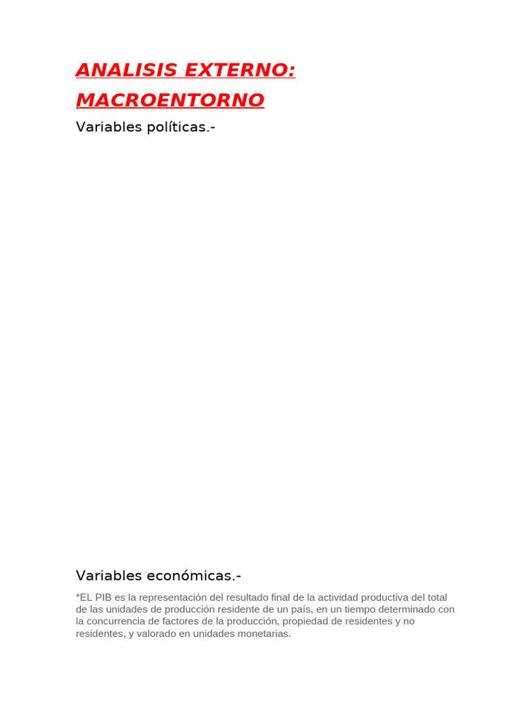 Analisis Externo | PDF | Producto Interno Bruto | Índice de precios al ...