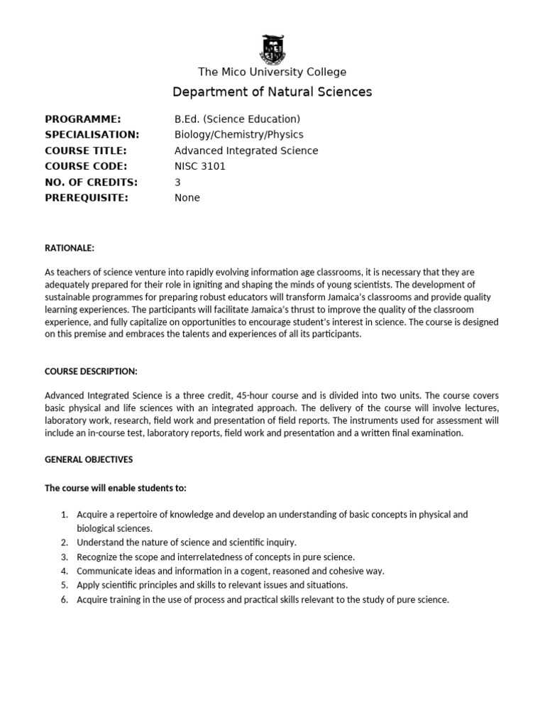Advanced Integrated Science Course Overview | PDF | Acid | Chemical ...