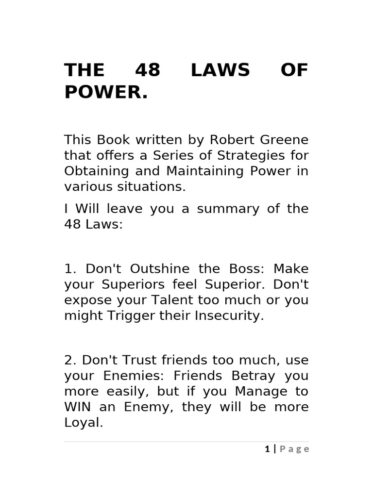 The 48 Laws of Power (English Verssion) 11 PGS | PDF | Psychology