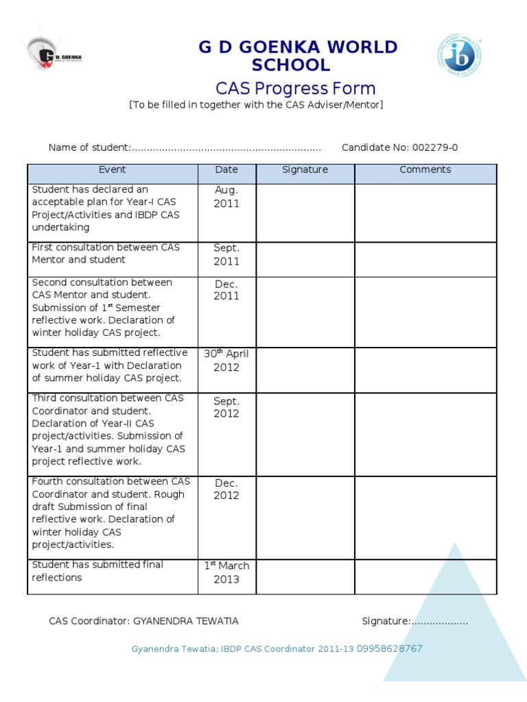 Student Progress Form | PDF