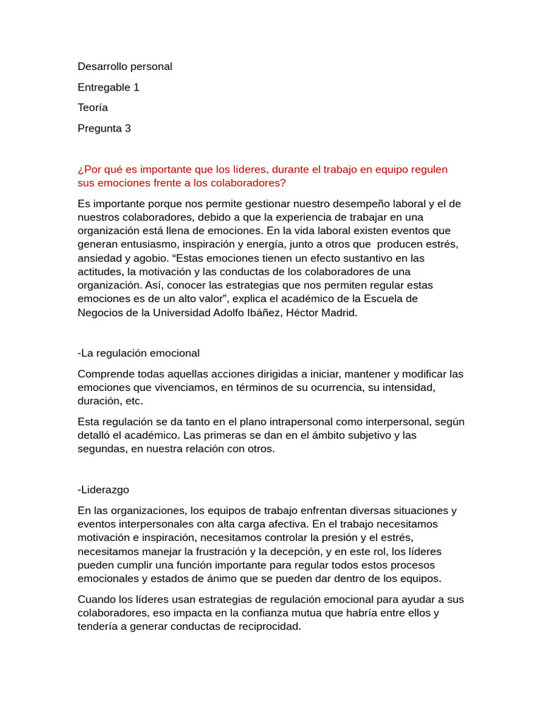 Regulación Emocional en el Liderazgo | PDF | Las emociones | Liderazgo