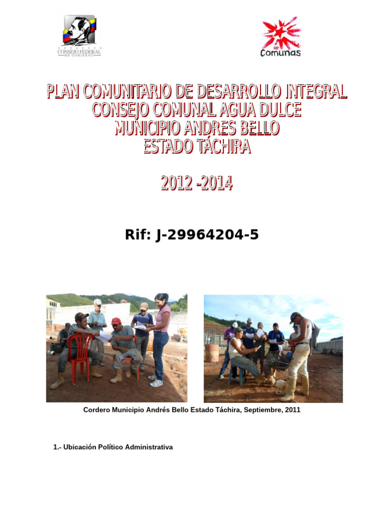 Plan de Desarrollo Consejo Comunal AGUA DULCE | PDF | Agua | Residuos