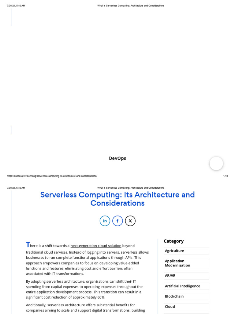 What Is Serverless Computing - Architecture and Considerations | PDF ...