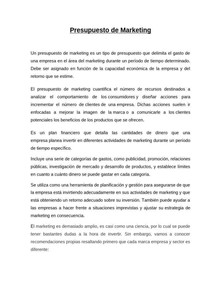 Guía de Presupuesto de Marketing | PDF | Marketing | Presupuesto