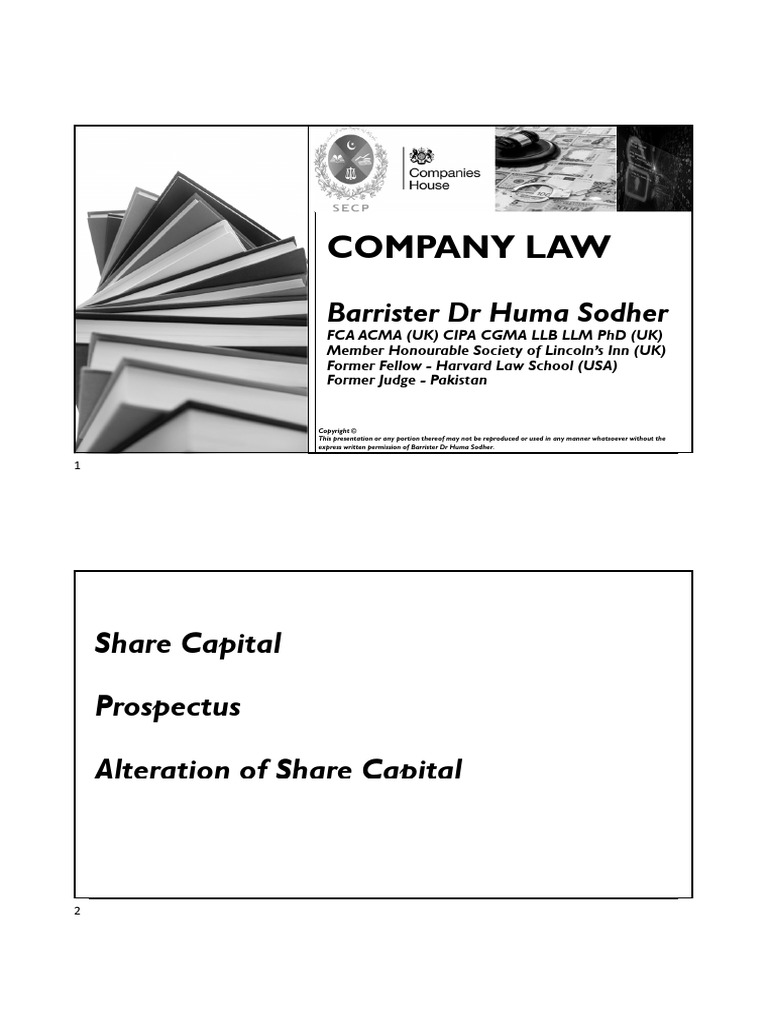 SLIDES 3 - LMS - IBA Company Law - Share Capital | PDF | Debenture ...