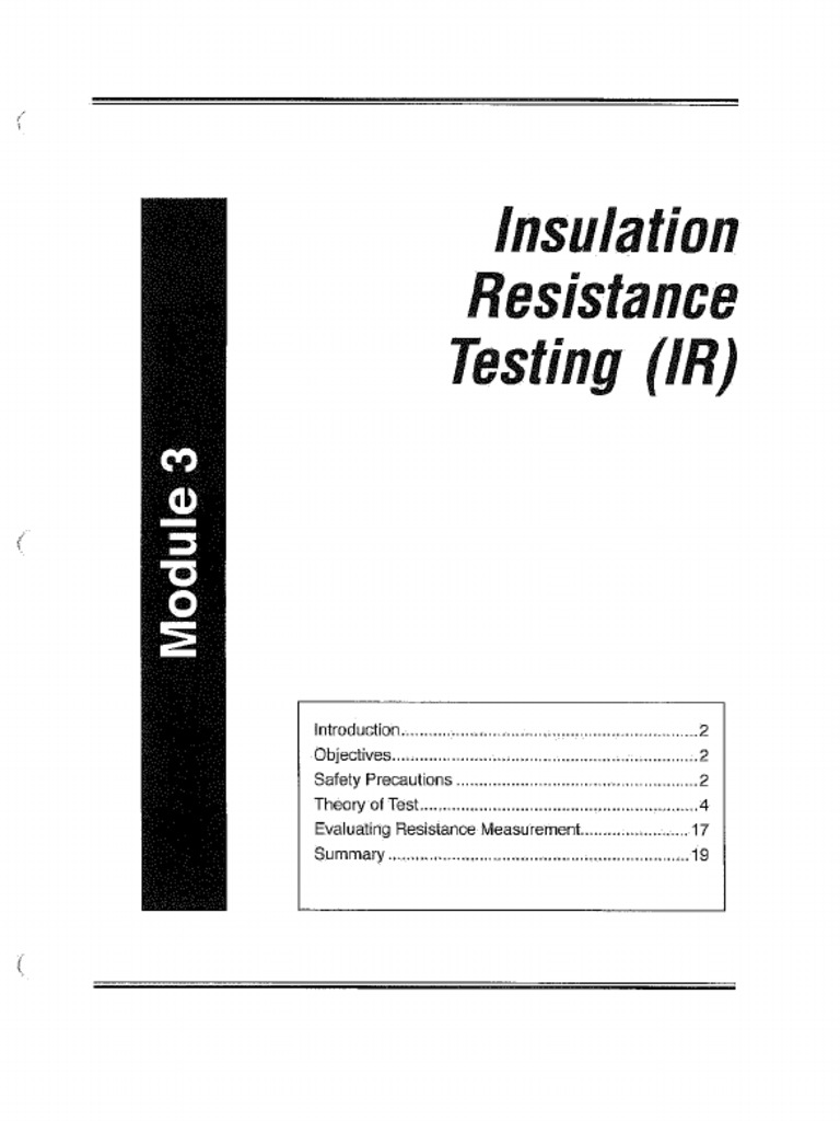 Module 3 Insulation Resistance Testing (IR) | PDF
