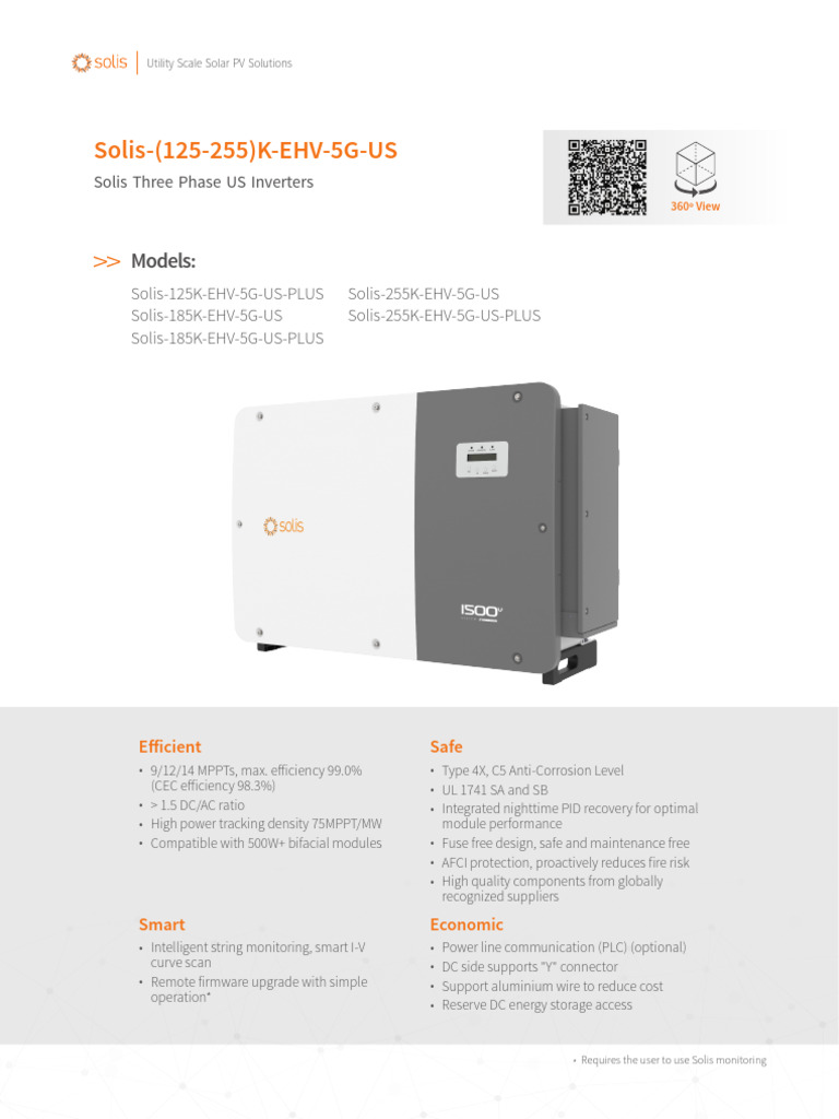 Solis 125-255 kW Inverter Datasheet | PDF | Photovoltaic System ...