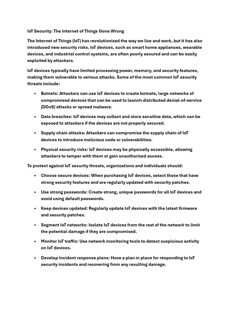 IoT Security, The Internet of Things Gone Wrong | PDF